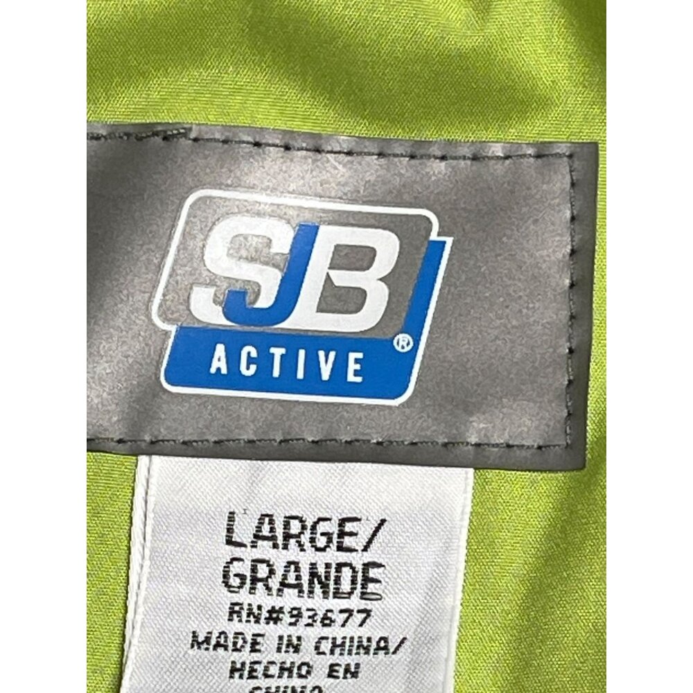 SB Active Bright Green & Black Hooded Winter Jacket Large 100% Polyester Quilte - Picture 6 of 15